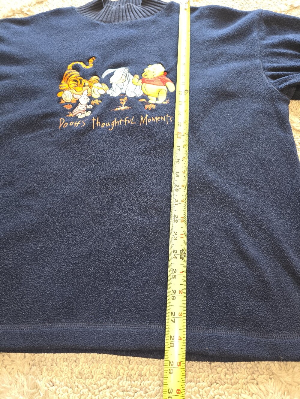 Disney Pooh’s Thoughtful Moments Sweater Size L Fleece Vintage 90’s Turtleneck - Picture 4 of 7